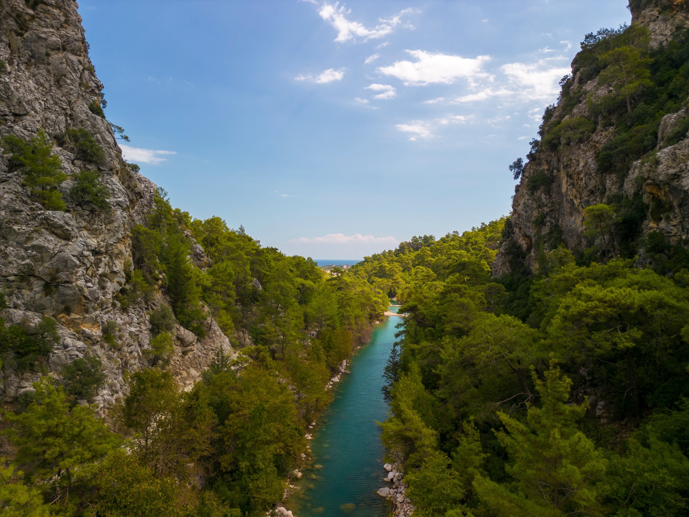 Aerial photo of Göynük (Goynuk) Canyon. View on a mountain river.