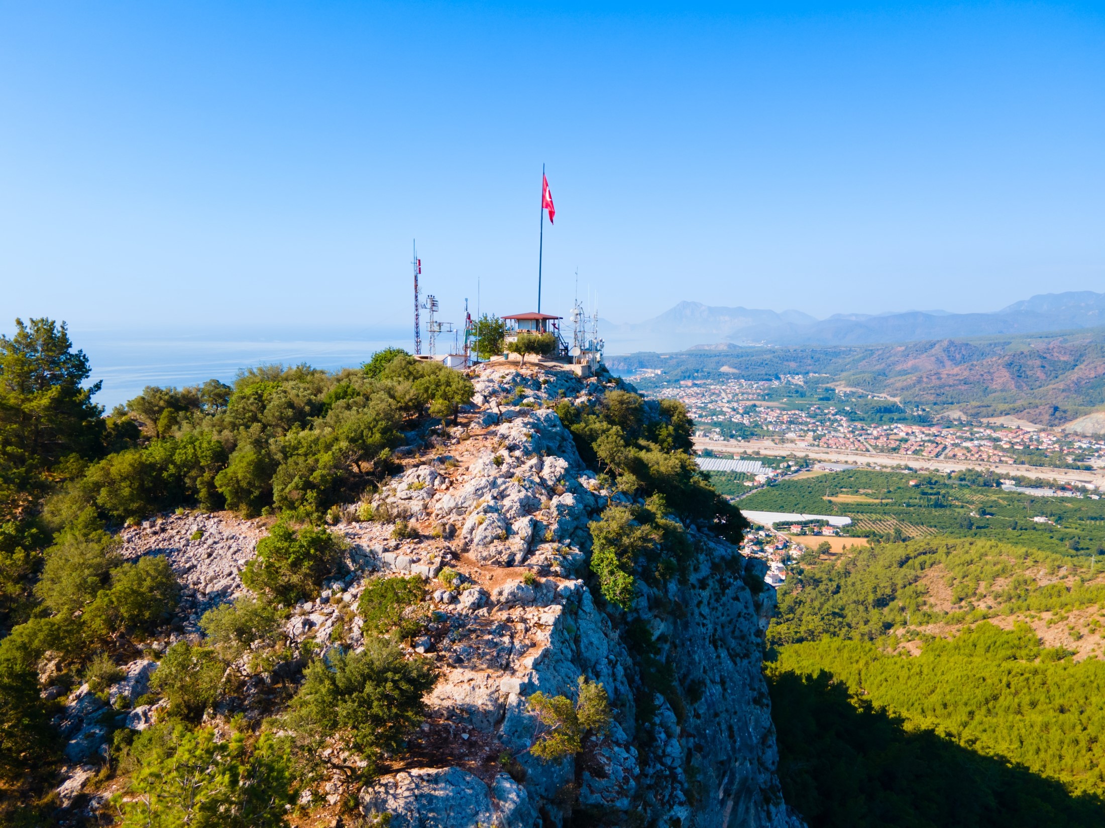 Idyros viewpoint in Kemer. Kemer is a seaside resort town in Antalya Province in Turkey.
